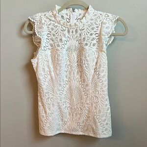 NWT White House Black Market Ecru Sleeveless Lace Top